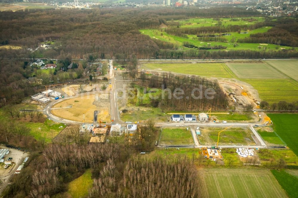 Luftaufnahme Gelsenkirchen - Baustellen zum Neubau- Wohngebiet einer Einfamilienhaus- Siedlung entlang der Westerholter Straße in Gelsenkirchen im Bundesland Nordrhein-Westfalen, Deutschland