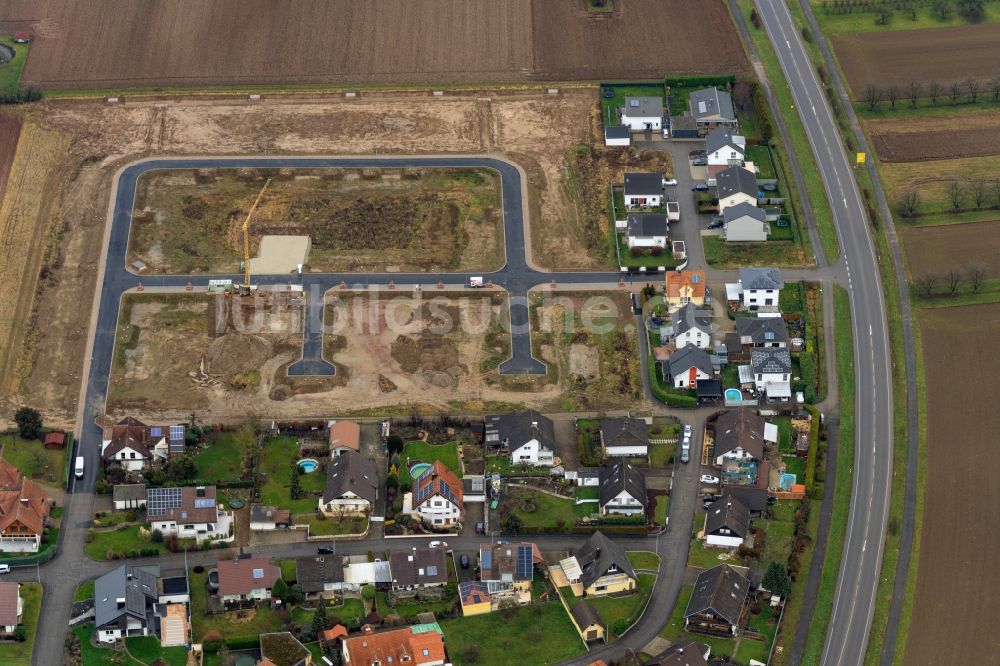 Ringsheim von oben - Baustellen zum Neubau- Wohngebiet einer Einfamilienhaus- Siedlung Europa Feld 1 in Ringsheim im Bundesland Baden-Württemberg, Deutschland