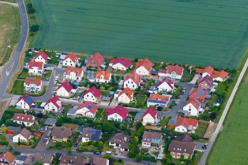 Luftaufnahme Friedland - Baustellen zum Neubau- Wohngebiet einer Einfamilienhaus- Siedlung in Friedland im Bundesland Niedersachsen, Deutschland