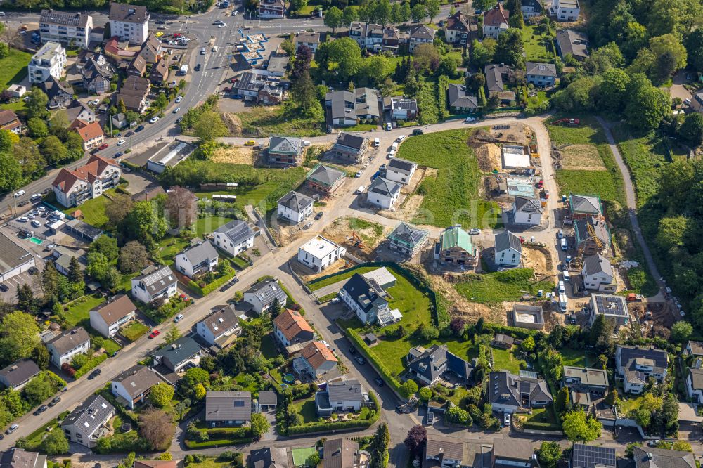 Hagen von oben - Baustellen zum Neubau- Wohngebiet einer Einfamilienhaus- Siedlung Auf der Gehre zwischen Gehrstraße und Krähenweg in Hagen im Bundesland Nordrhein-Westfalen, Deutschland