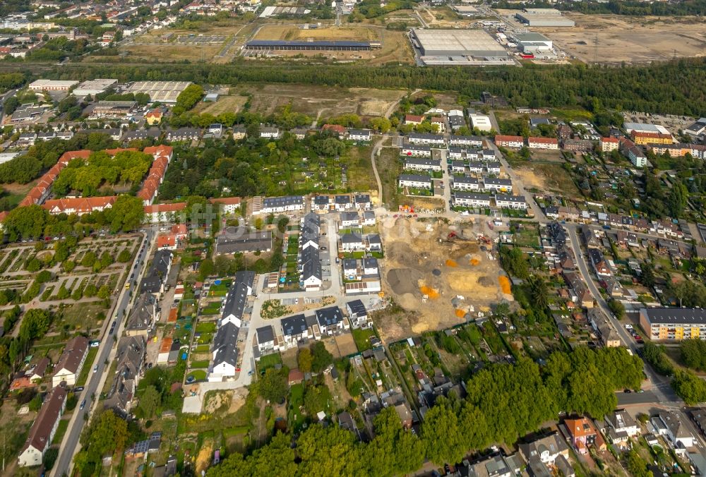 Luftbild Gelsenkirchen - Baustellen zum Neubau- Wohngebiet einer Einfamilienhaus- Siedlung in Gelsenkirchen im Bundesland Nordrhein-Westfalen - NRW, Deutschland