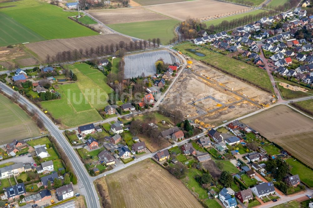 Bottrop von oben - Baustellen zum Neubau- Wohngebiet einer Einfamilienhaus- Siedlung am Gertskamp in Bottrop im Bundesland Nordrhein-Westfalen, Deutschland