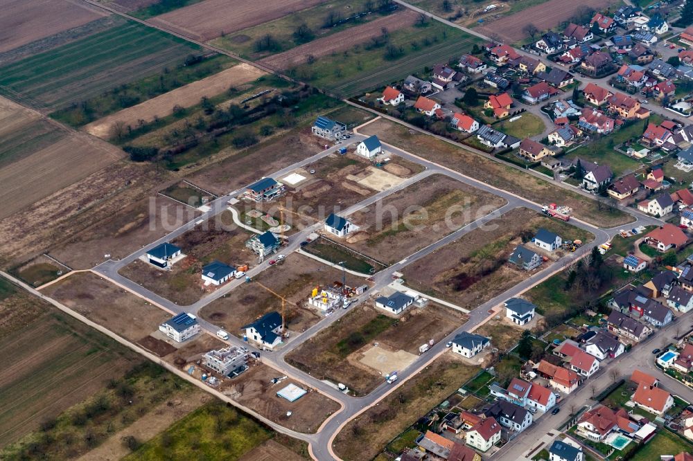 Luftaufnahme Kappel-Grafenhausen - Baustellen zum Neubau- Wohngebiet einer Einfamilienhaus- Siedlung OT Grafenhausen in Kappel-Grafenhausen im Bundesland Baden-Württemberg, Deutschland