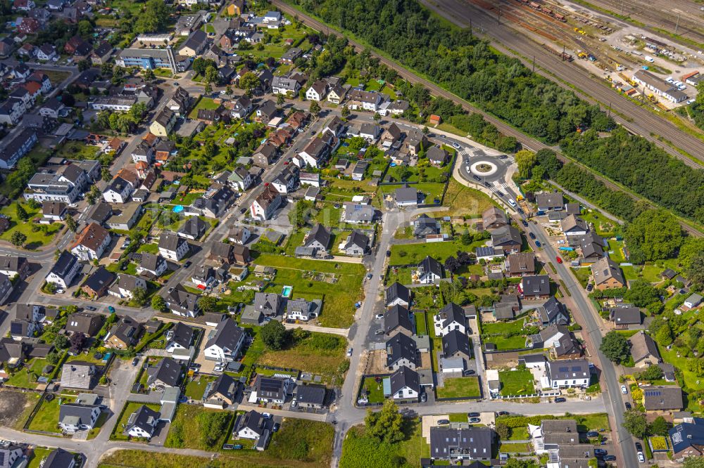 Hamm von oben - Baustellen zum Neubau- Wohngebiet einer Einfamilienhaus- Siedlung in Hamm im Bundesland Nordrhein-Westfalen, Deutschland