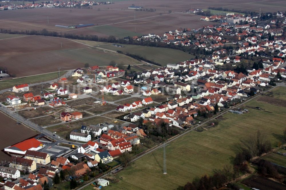 Luftbild Kandel - Baustellen zum Neubau- Wohngebiet einer Einfamilienhaus- Siedlung Höhenweg in Kandel im Bundesland Rheinland-Pfalz