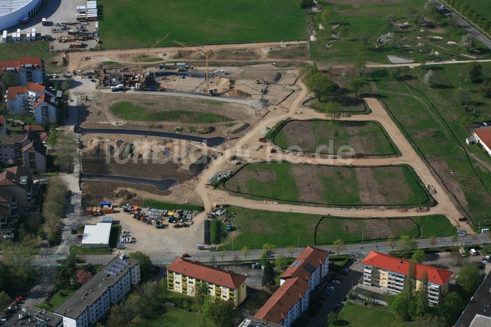 Weil am Rhein aus der Vogelperspektive: Baustellen zum Neubau- Wohngebiet einer Einfamilienhaus- Siedlung Hohe Straße in Weil am Rhein im Bundesland Baden-Württemberg, Deutschland