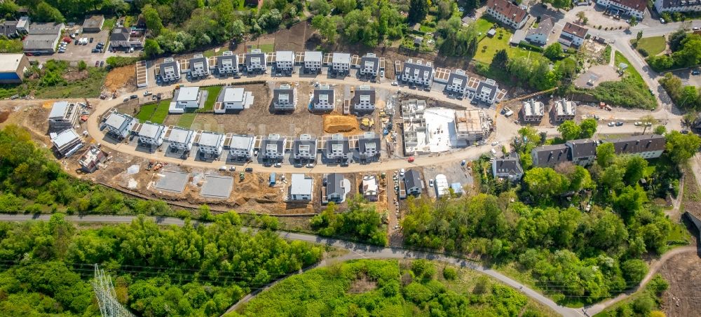 Bochum von oben - Baustellen zum Neubau- Wohngebiet einer Einfamilienhaus- Siedlung „ Markscher Bogen “ in Weitmar in Bochum im Bundesland Nordrhein-Westfalen, Deutschland