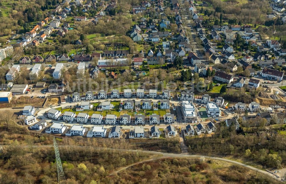 Bochum von oben - Baustellen zum Neubau- Wohngebiet einer Einfamilienhaus- Siedlung „ Markscher Bogen “ in Weitmar in Bochum im Bundesland Nordrhein-Westfalen, Deutschland