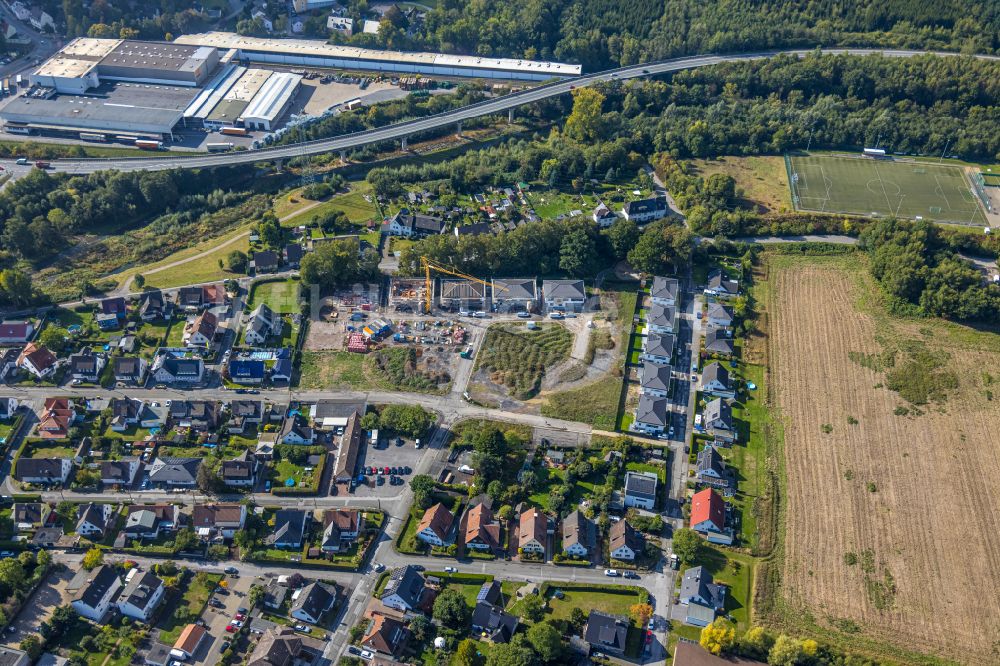 Luftbild Menden (Sauerland) - Baustellen zum Neubau- Wohngebiet einer Einfamilienhaus- Siedlung in Menden (Sauerland) im Bundesland Nordrhein-Westfalen, Deutschland