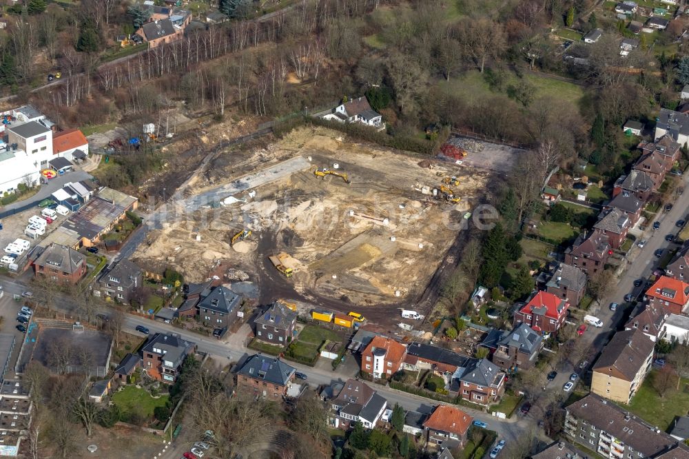 Oberhausen von oben - Baustellen zum Neubau- Wohngebiet einer Einfamilienhaus- Siedlung Neubaugebiet Lilienthalstraße an der Lilienthalstraße - Nürnberger Straße in Oberhausen im Bundesland Nordrhein-Westfalen, Deutschland