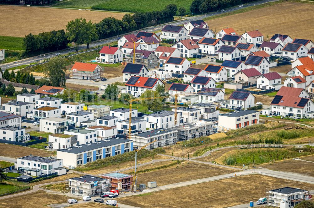 Luftbild Soest - Baustellen zum Neubau- Wohngebiet einer Einfamilienhaus- Siedlung Neuer Soester Norden zwischen Oestinghauser Landstraße und Weslarner Weg in Soest im Bundesland Nordrhein-Westfalen, Deutschland