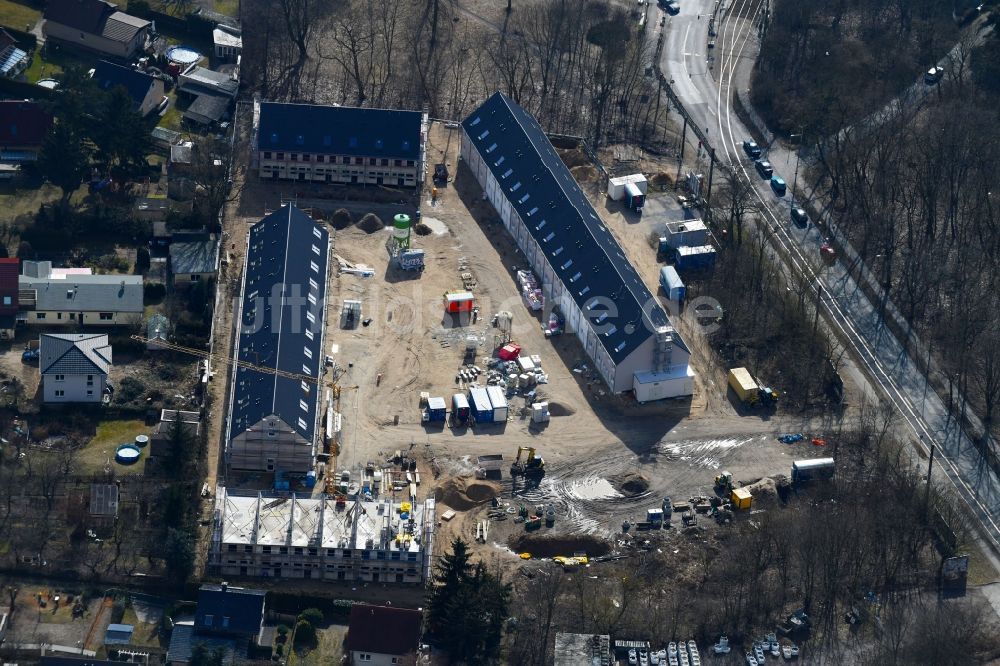 Luftbild Berlin - Baustellen zum Neubau- Wohngebiet einer Einfamilienhaus- Siedlung im Ortsteil Mahlsdorf in Berlin, Deutschland