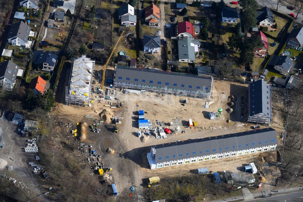 Berlin aus der Vogelperspektive: Baustellen zum Neubau- Wohngebiet einer Einfamilienhaus- Siedlung im Ortsteil Mahlsdorf in Berlin, Deutschland