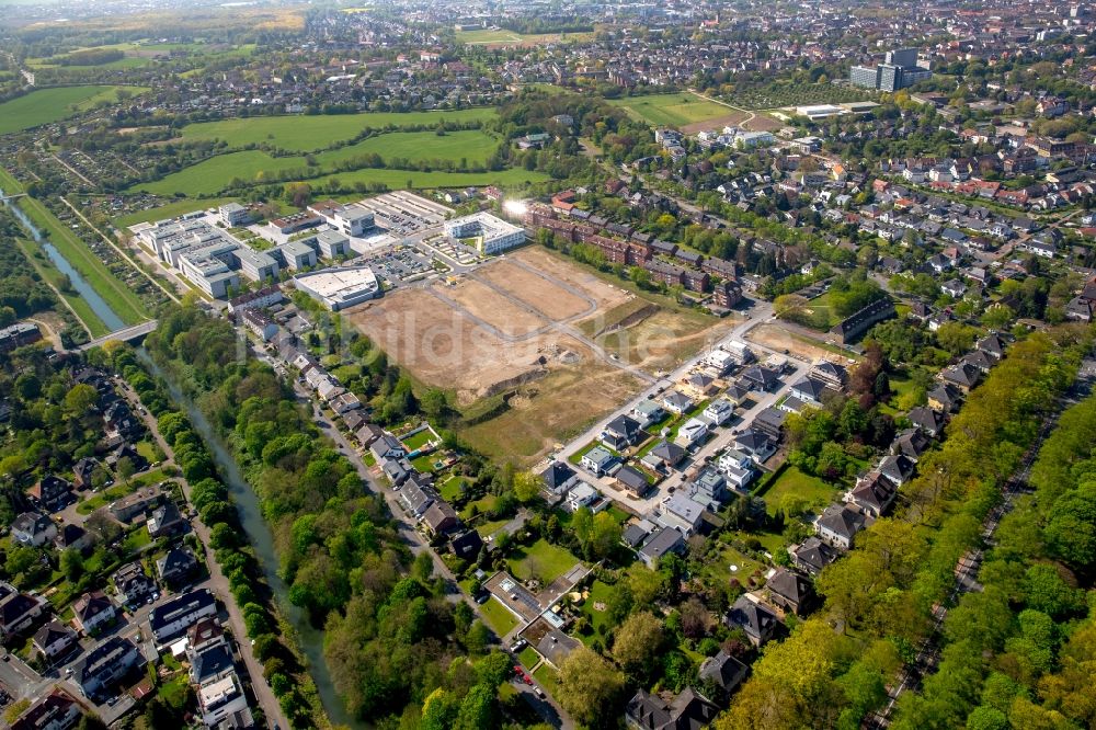 Hamm von oben - Baustellen zum Neubau- Wohngebiet einer Einfamilienhaus- Siedlung Paracelsuspark der Paracelsus GmbH & Co. KG in Hamm im Bundesland Nordrhein-Westfalen