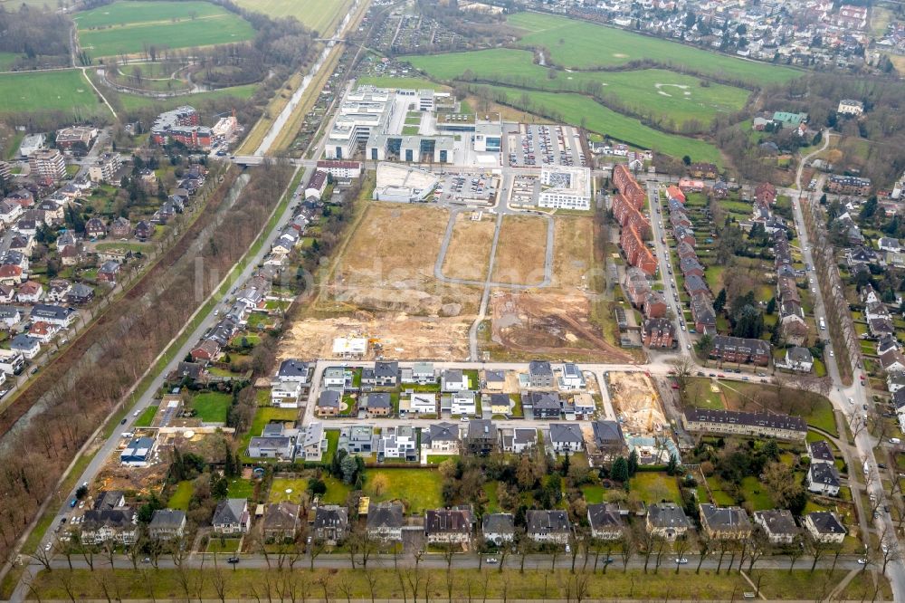 Luftaufnahme Hamm - Baustellen zum Neubau- Wohngebiet einer Einfamilienhaus- Siedlung Paracelsuspark der Paracelsus GmbH & Co. KG in Hamm im Bundesland Nordrhein-Westfalen