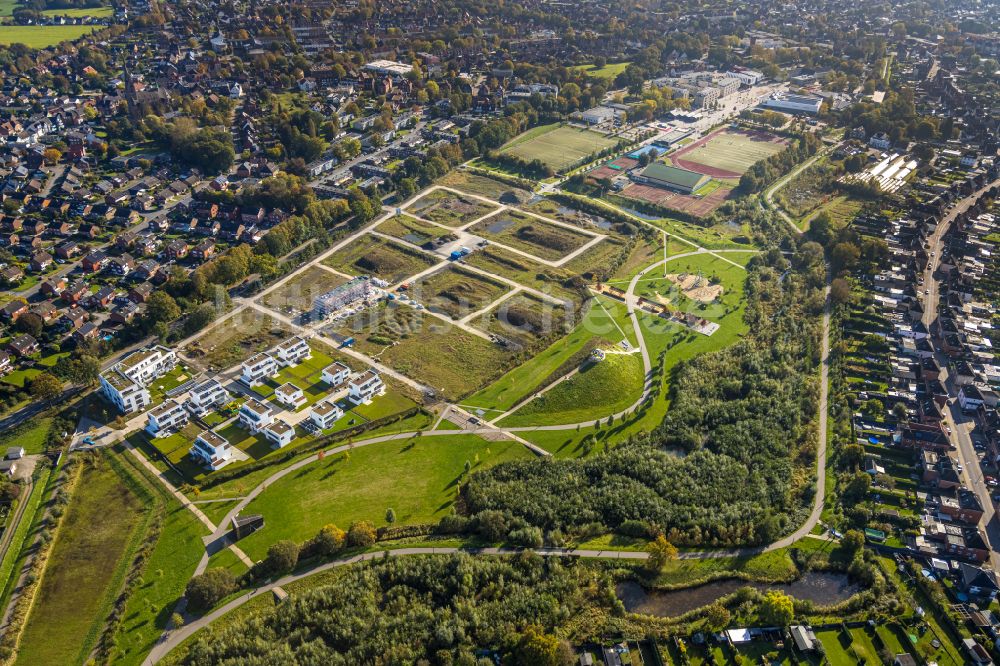 Luftaufnahme Selm - Baustellen zum Neubau- Wohngebiet einer Einfamilienhaus- Siedlung in Selm im Bundesland Nordrhein-Westfalen, Deutschland