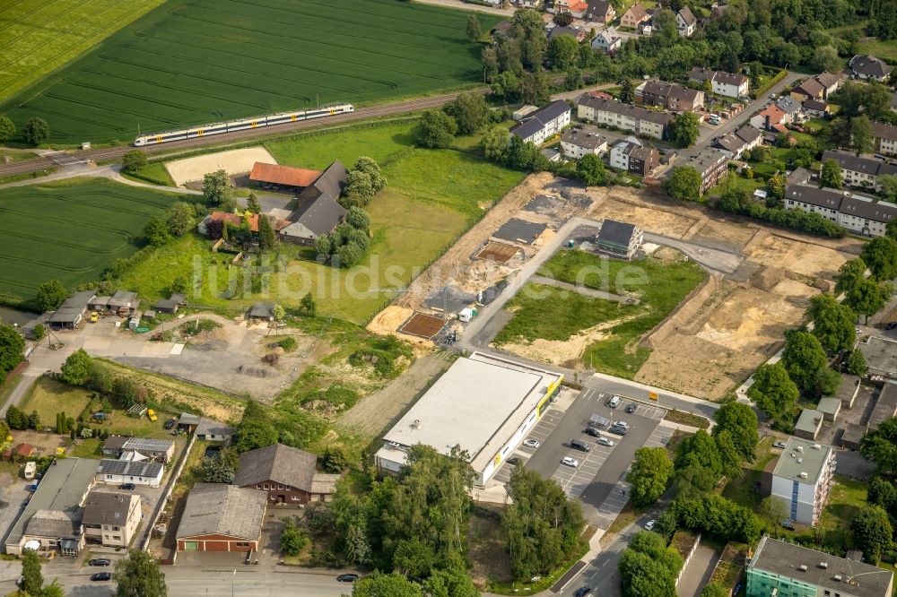 Luftaufnahme Hamm - Baustellen zum Neubau- Wohngebiet einer Einfamilienhaus- Siedlung an der Weetfelder Straße in Hamm im Bundesland Nordrhein-Westfalen, Deutschland