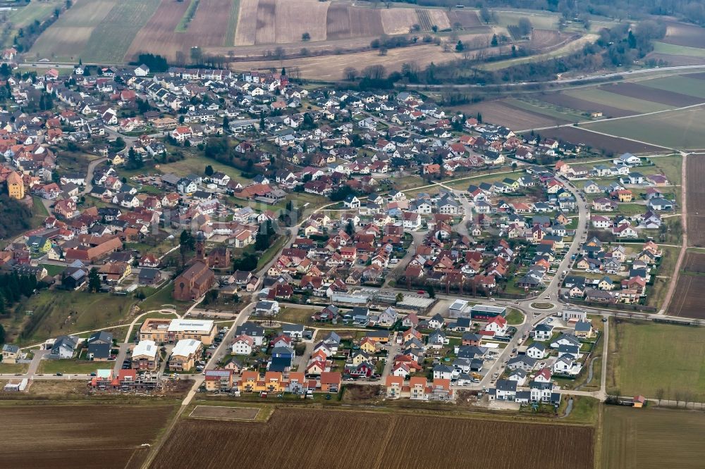 Luftaufnahme Mahlberg - Baustellen zum Neubau- Wohngebiet einer Einfamilienhaus- Siedlung West in Mahlberg im Bundesland Baden-Württemberg, Deutschland