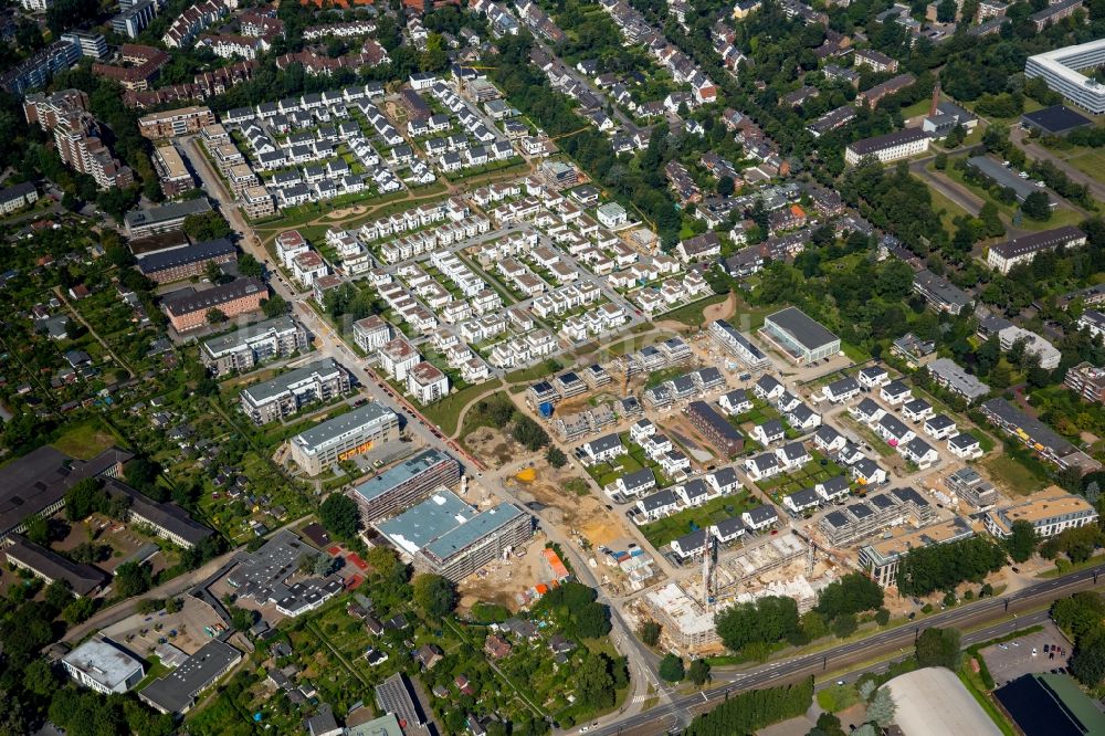 Düsseldorf aus der Vogelperspektive: Baustellen zum Neubau- Wohngebiet einer Einfamilienhaus- Siedlung Zur alten Kaserne in Düsseldorf im Bundesland Nordrhein-Westfalen