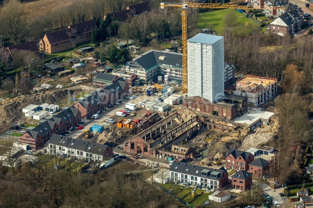 Luftaufnahme Oberhausen - Baustellen zum Neubau- Wohngebiet Münzstraße - Zum Dörnbusch auf dem Gelände des ehemaligen Schachtes IV der Zeche Osterfeld in Oberhausen im Bundesland Nordrhein-Westfalen