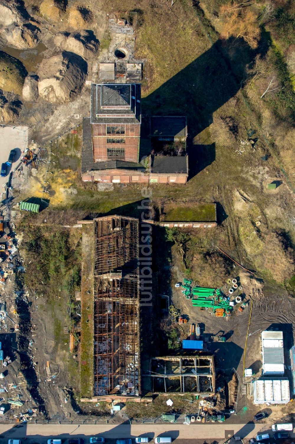 Luftaufnahme Oberhausen - Baustellen zum Neubau- Wohngebiet Münzstraße/Zum Dörnbusch auf dem Gelände des ehemaligen Schachtes IV der Zeche Osterfeld in Oberhausen im Bundesland Nordrhein-Westfalen