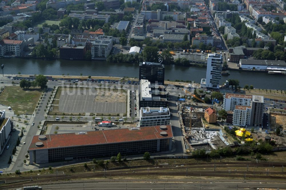 Luftbild Berlin - Baustellen zum Wohn- und Geschäftshausneubau Rummelsburger Platz - Marianne-von-Rantzau-Straße im Stadtteil Friedrichshain von Berlin