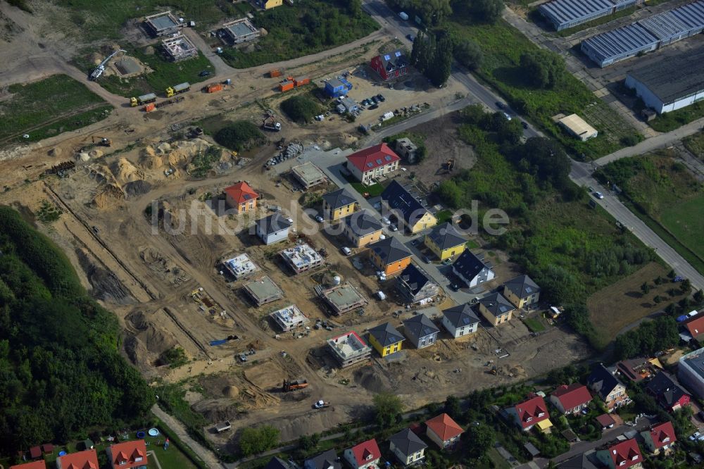 Berlin OT Mahlsdorf von oben - Baustellen zur Einfamilienhausneubau - Siedlung an der Pilgramer Straße in Berlin Mahlsdorf