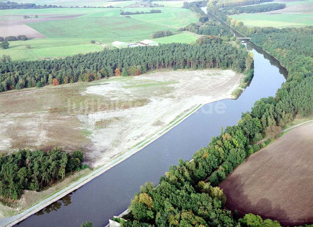 Luftaufnahme Parchau - Baustellen zur Erweiterung des Elbe - Havel - Kanales bei Parchau.