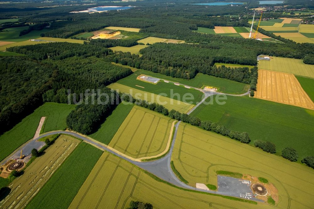 Luftbild Haltern am See - Baustellen zur Windrad- Montage in Haltern am See im Bundesland Nordrhein-Westfalen