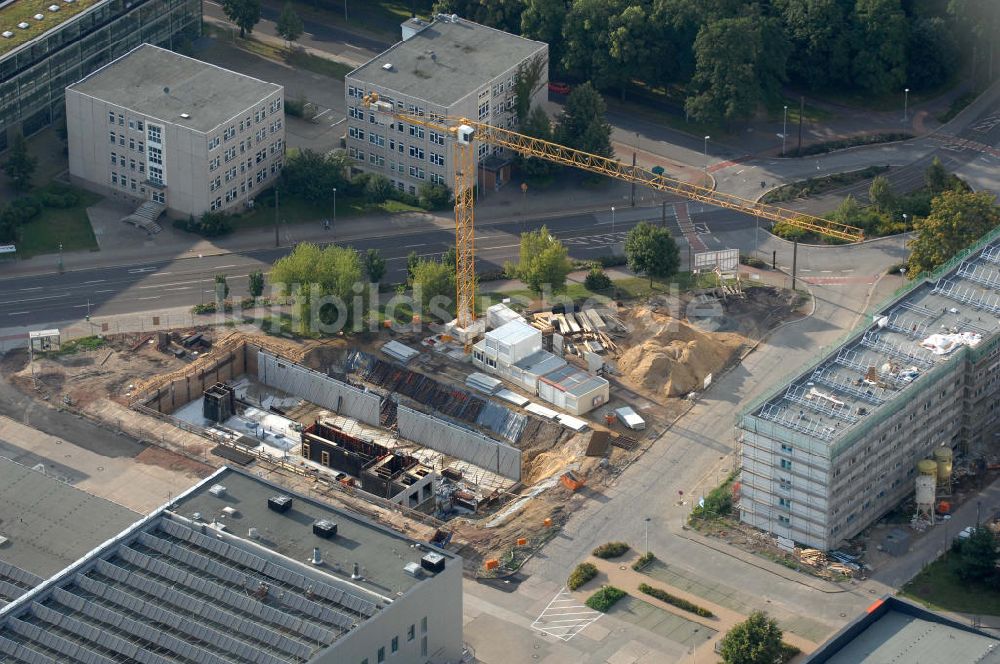 Magdeburg von oben - Baustellenneubau Laborgebäude für Verfahrens- und Systemtechnik Magdeburg