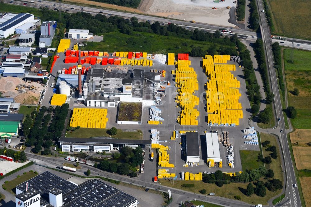 Malsch von oben - Baustoffhandel und Logistikzentrum der Bau- und Projektmanagement Süd GmbH in Malsch im Bundesland Baden-Württemberg, Deutschland