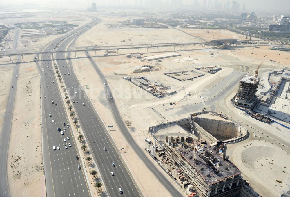 Luftaufnahme Dubai - Baustopp im Entwicklungsgebiet Dubai Culture Village