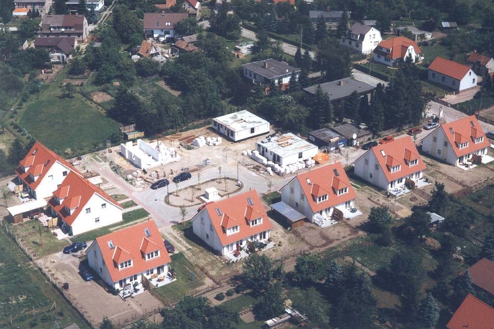 Müncheberg / Brandenburg aus der Vogelperspektive: Bauvorhaben der NCC-SIAB Bau GmbH an der Hochstraße in Müncheberg / Brandenburg.