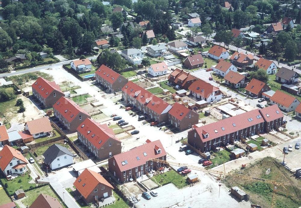 Oranienburg / Brandenburg aus der Vogelperspektive: Bauvorhaben der NCC-SIAB Bau GmbH in Oranienburg / Brandenburg.