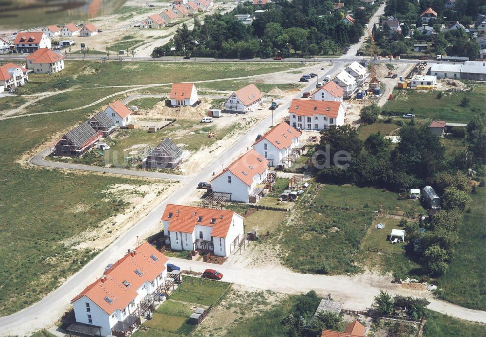 Woltersdorf / Brandenburg aus der Vogelperspektive: Bauvorhaben der NCC-SIAB Bau GmbH in Woltersdorf / Brandenburg.