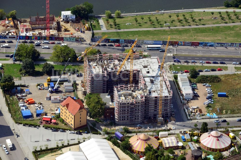 Luftaufnahme Berlin - Bauvorhaben neue Deutschlandzentrale des Mercedes- Benz- Vertriebs in Berlin- Friedrichshain