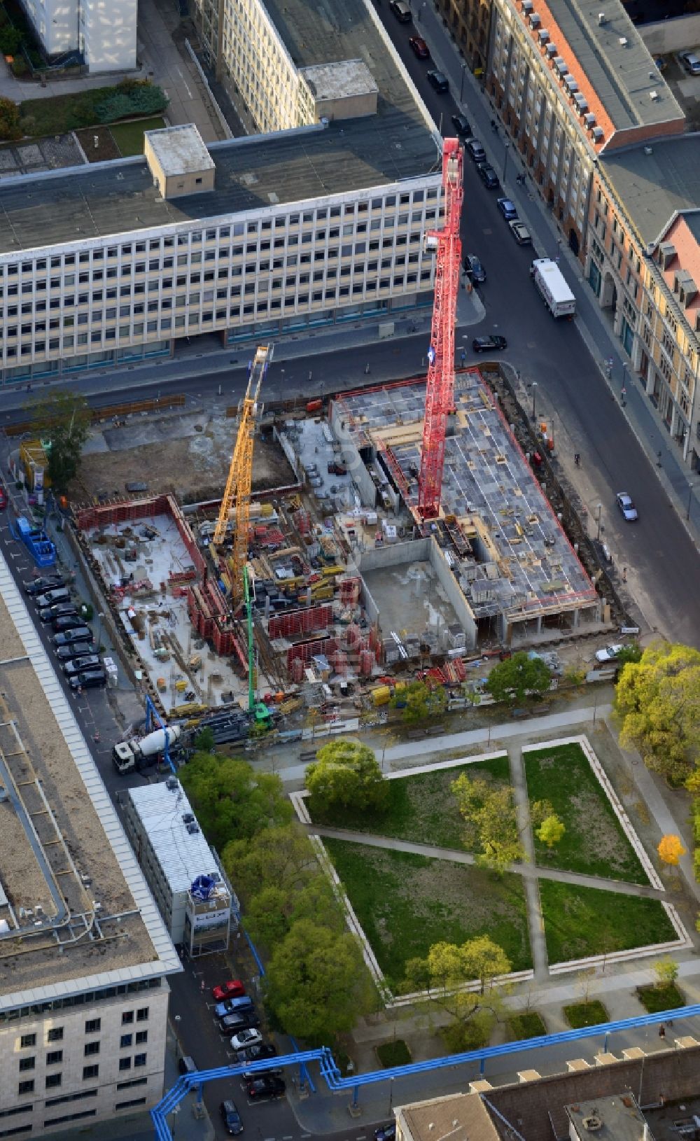 Luftaufnahme Berlin - Bauvorhaben Wohnanlage Lux am Neustädtischen Kirchplatz in Berlin - Mitte