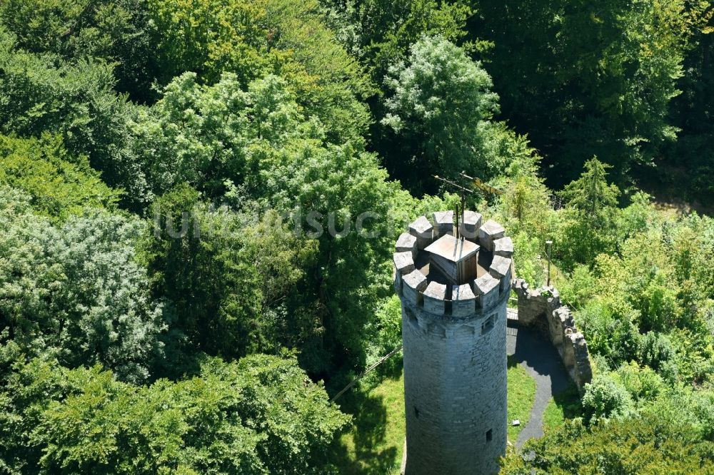 Marsberg von oben - Bauwerk des Aussichtsturmes Bilsteinturm in Marsberg im Bundesland Nordrhein-Westfalen, Deutschland