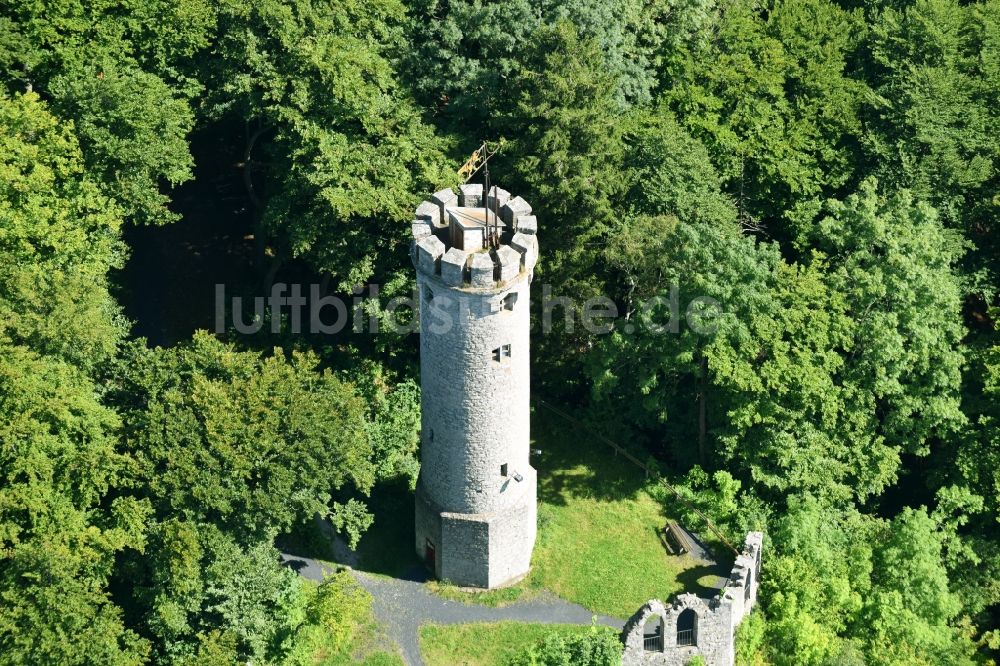 Luftbild Marsberg - Bauwerk des Aussichtsturmes Bilsteinturm in Marsberg im Bundesland Nordrhein-Westfalen, Deutschland