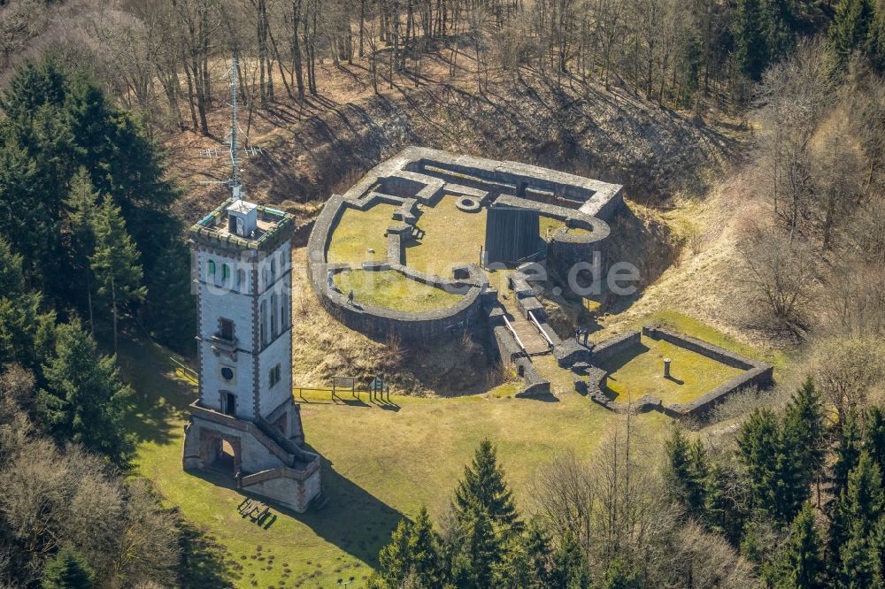 Luftbild Korbach - Bauwerk des Aussichtsturmes Georg-Victor-Turm im Ortsteil Goldhausen in Korbach im Bundesland Hessen, Deutschland