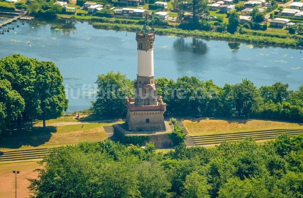 Wetter (Ruhr) von oben - Bauwerk des Aussichtsturmes Harkortturm in Wetter (Ruhr) im Bundesland Nordrhein-Westfalen, Deutschland