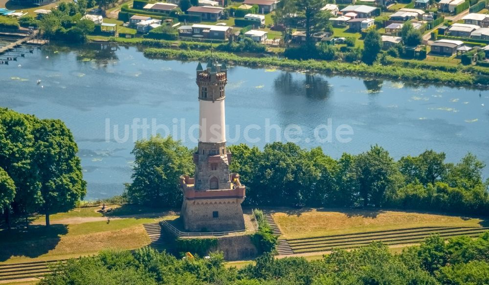 Wetter (Ruhr) aus der Vogelperspektive: Bauwerk des Aussichtsturmes Harkortturm in Wetter (Ruhr) im Bundesland Nordrhein-Westfalen, Deutschland