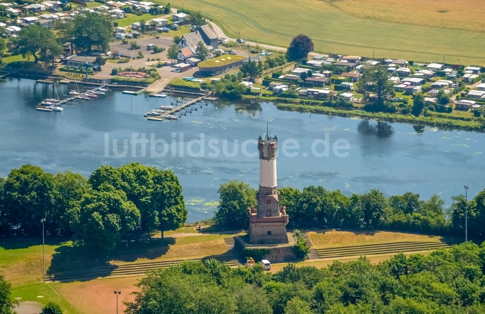 Luftbild Wetter (Ruhr) - Bauwerk des Aussichtsturmes Harkortturm in Wetter (Ruhr) im Bundesland Nordrhein-Westfalen, Deutschland