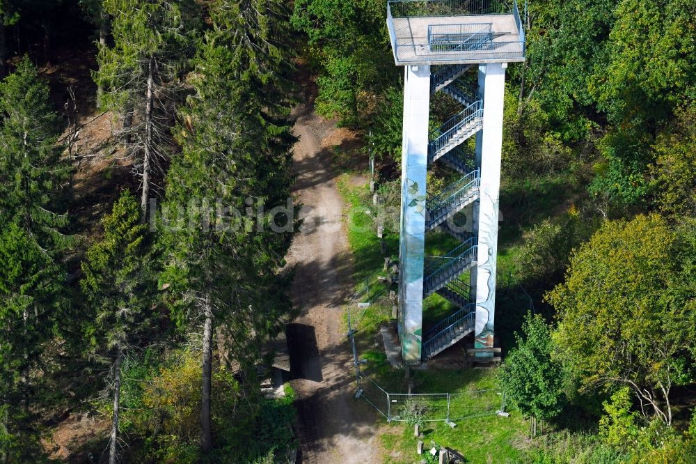 Georgsmarienhütte von oben - Bauwerk des Aussichtsturmes Hermannsturm in Georgsmarienhütte im Bundesland Niedersachsen, Deutschland