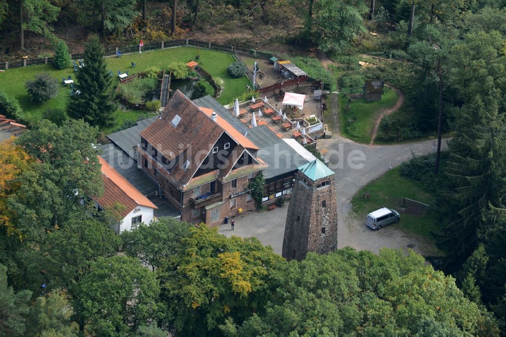 Luftbild Dossenheim - Bauwerk des Aussichtsturmes Höhengaststätte zum weissen Stein in Dossenheim im Bundesland Baden-Württemberg