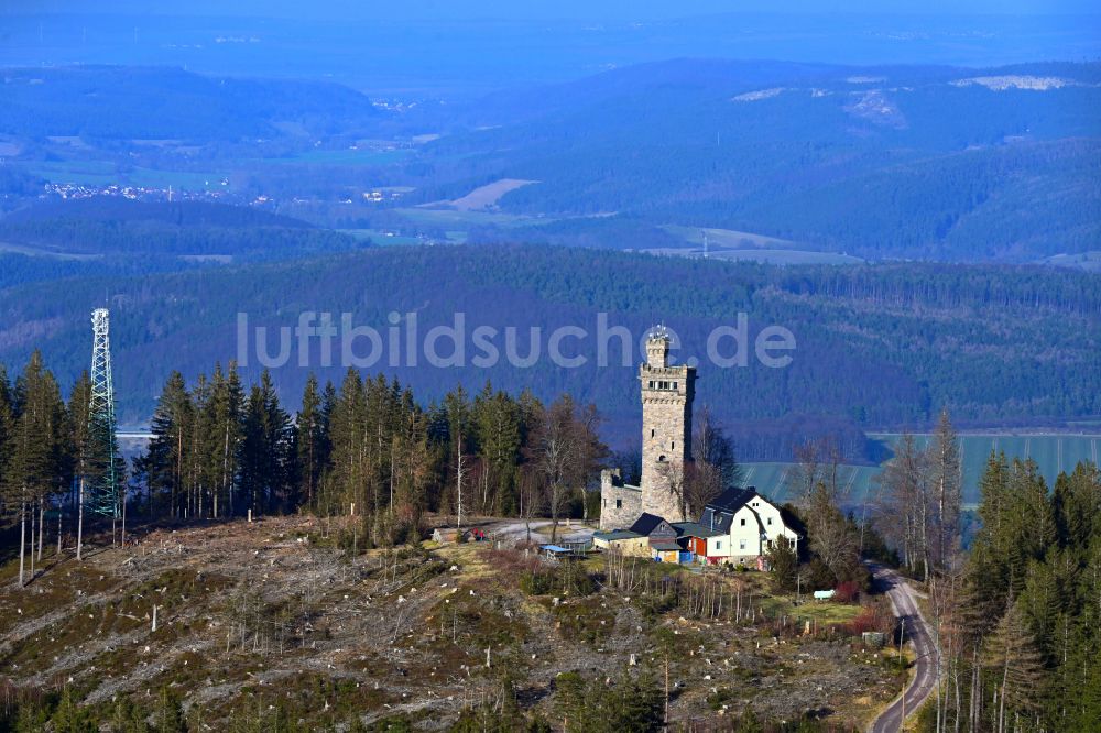 Elgersburg aus der Vogelperspektive: Bauwerk des Aussichtsturmes Hohe Warte in Elgersburg im Bundesland Thüringen, Deutschland