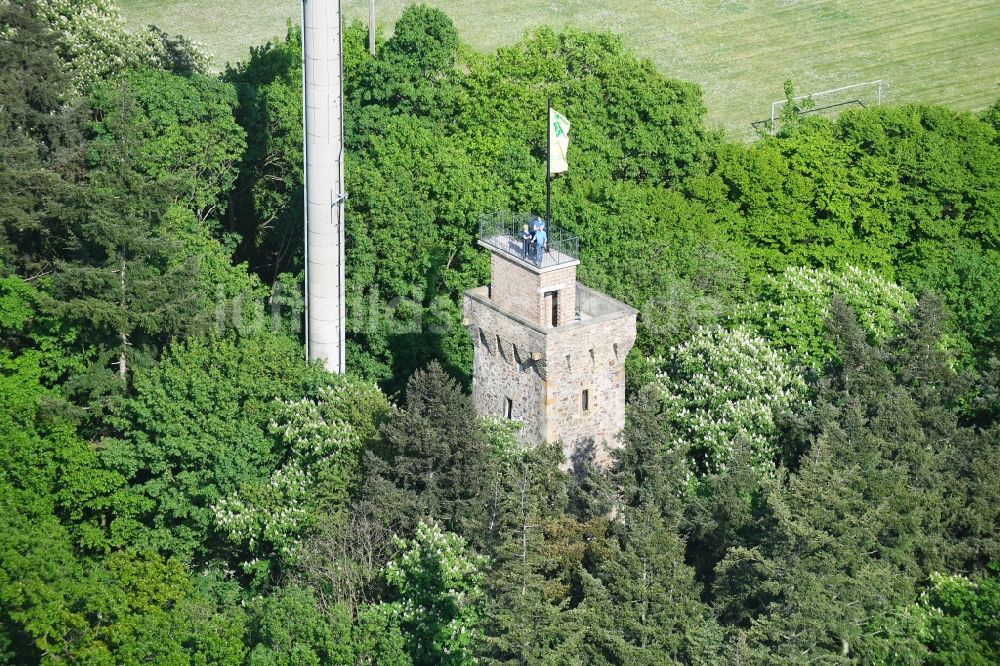 Luftaufnahme Bingen am Rhein - Bauwerk des Aussichtsturmes Kaiser-Friedrich-Turm in Bingen am Rhein im Bundesland Rheinland-Pfalz, Deutschland