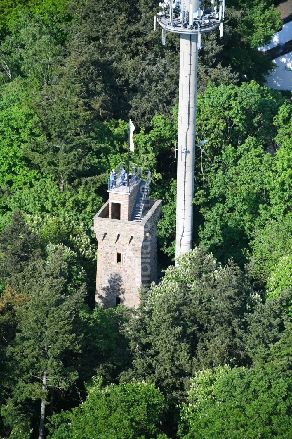 Luftbild Bingen am Rhein - Bauwerk des Aussichtsturmes Kaiser-Friedrich-Turm in Bingen am Rhein im Bundesland Rheinland-Pfalz, Deutschland