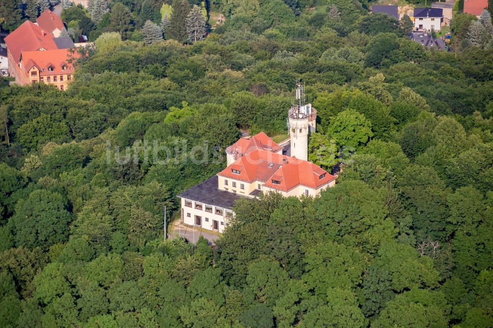 Luftaufnahme Görlitz - Bauwerk des Aussichtsturmes Landeskrone in Görlitz im Bundesland Sachsen, Deutschland