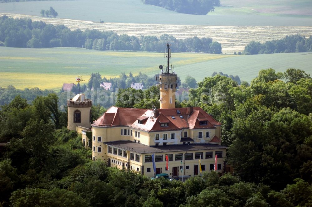 Luftaufnahme Görlitz - Bauwerk des Aussichtsturmes Landeskrone in Görlitz im Bundesland Sachsen, Deutschland